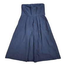 J. Crew Strapless Navy Silk Cotton Blend Cocktail Dress Pockets Women’s Size 2