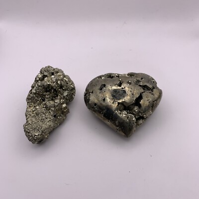Natural Polished Pyrite Druzy Heart And Freeform From Brazil. 331oz Small Cubes