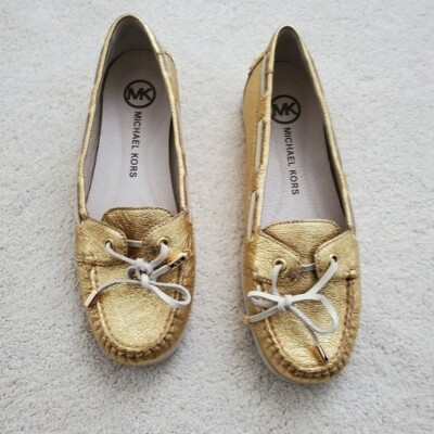 NWOT Michael Kors Women's Blair Gold Leather Moccasin Loafer