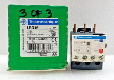 SCHNEIDER ELECTRIC LRD16 RELAY 9-13A, 3P, TeSys-034682 NEW FAST SHIPPING