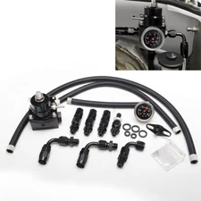 Universal Adjustable Fuel Pressure Regulator Kit 100psi Guage AN6 Fitting Black