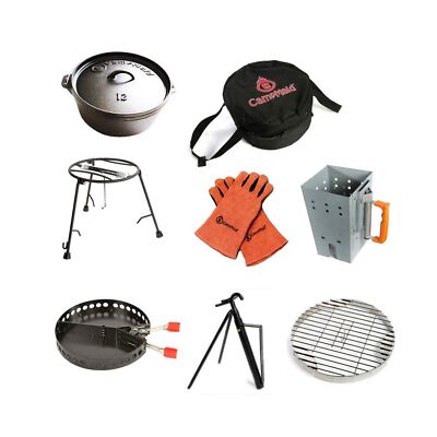 Outdoor Cooking Set - Dutch Oven and Tools Set - Charcoal Holder & Cast Iron ...