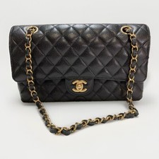 CHANEL Black Caviar Gold Medium Double Flap Bag