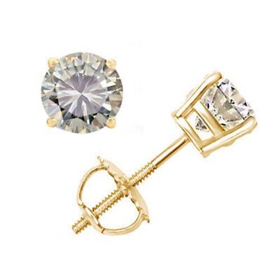 0.37ct Brilliant  Moissanite 14k Yellow Gold Single Stud Earrings
