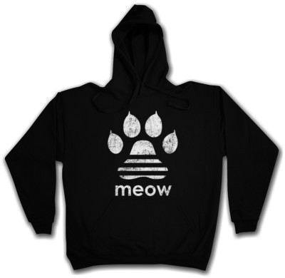MEOW HOODIE PULLOVER Miau Paw Cat Cats Kitty Kitten Love Sign Symbol