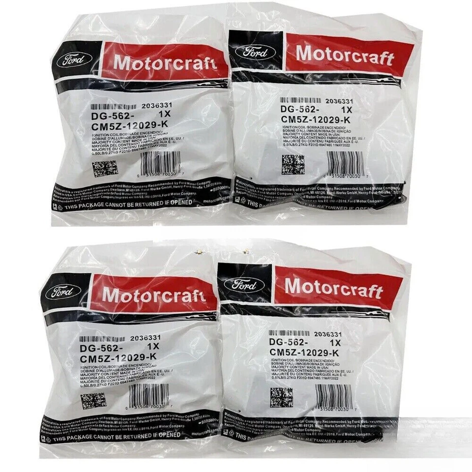 4X Motorcraft Ignition Coils DG562 Fit Ford Fusion Focus Edge Taurus Lincoln MKZ - Imagem 2 de 4