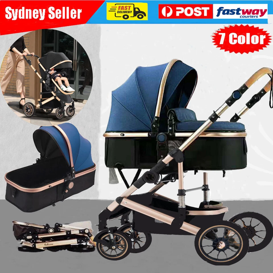 Newborn Pram Baby Buggy 3 in1 Travel System Carry Cot Car Seat Foldable Stroller - image 2 of 4