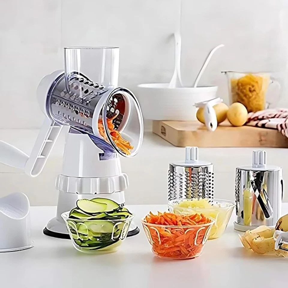 Rotary Vegetable Cutter 3-in-1 Manual Food Grater Slicer Shredder for Fruits - Image 2 of 4