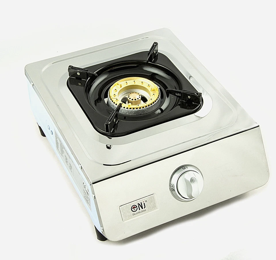 NGB-100 Edelstahl Gaskocher 1 flammig Campingkocher WOK + Gasschlauch-Regler Set - Bild 2 von 4