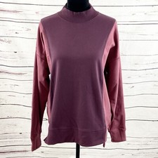 Athleta Sweatshirt Women s M Burgundy Mock Neck Long Sleeves Colorblock NWOT