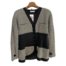 Karl Lagerfeld Vintage Wool Jacket Black And White Check Uk Size 12/14