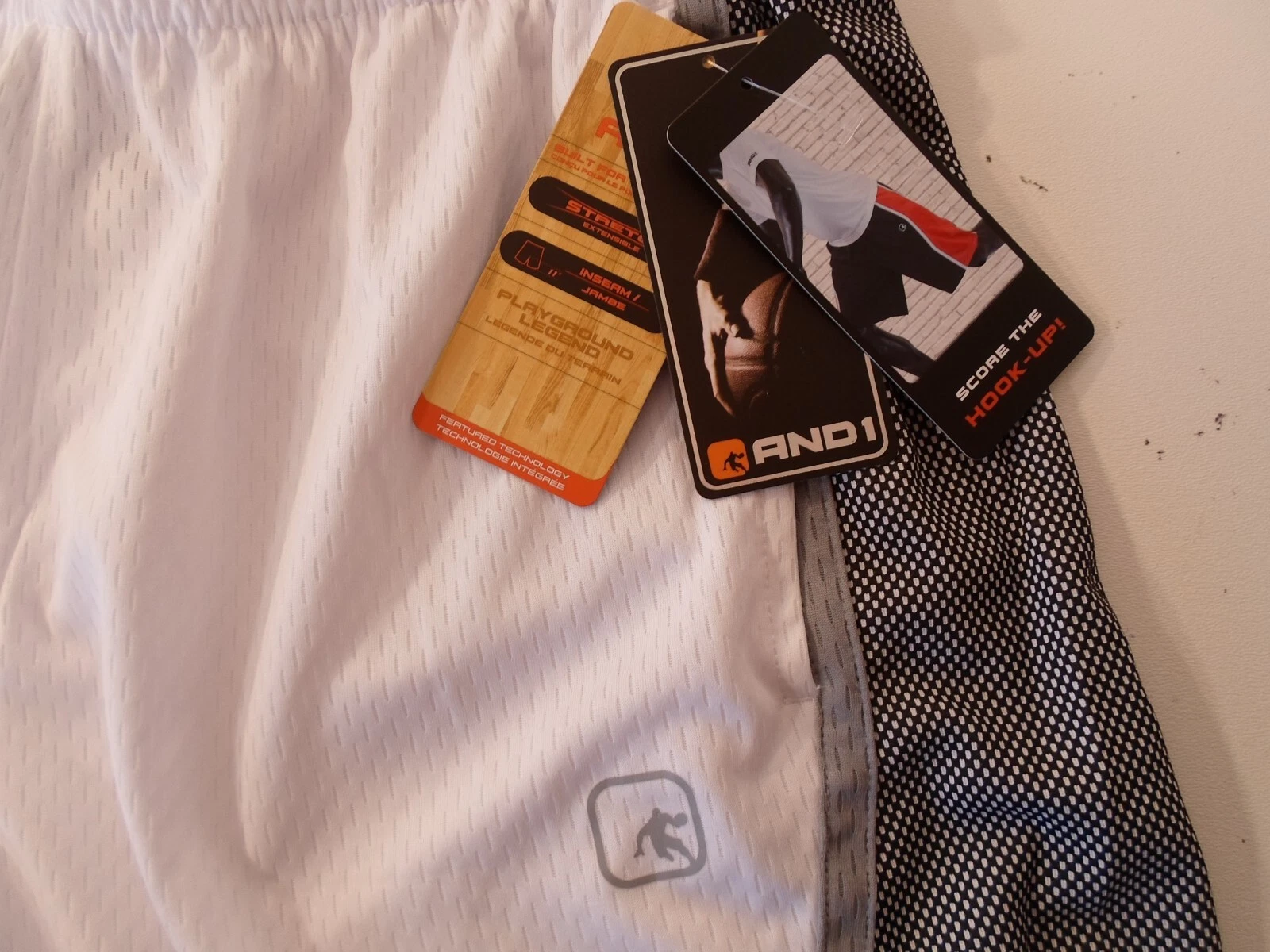 New And1 Mens Basketball Gym Workout Shorts Draw String S M XL 3XL Black White