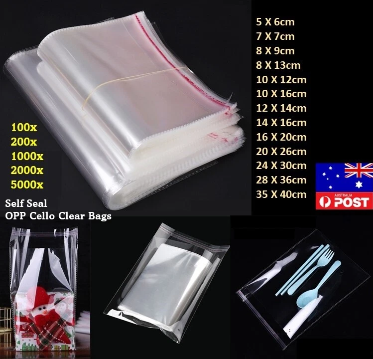 100 5000x Self Seal Adhesive Cello Cellophane Resealable Bags WHOLESALE Price AU