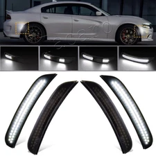 4PCS LED Side Marker Lights Front Rear Lamp Smoked For 2015-2023 Dodge Charger