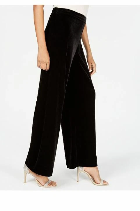 Pantalones Alex Evenings Terciopelo Negro Pierna Ancha S Foto 2 de 4