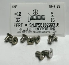 #10-32x5/16 Undercut Flat Head Phillips Machine Screws Stainless Steel (300)