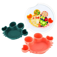 Silicone Crab-Shaped Baby Toddler Division Training Plates with Suction
