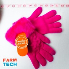 Wonder Nation Girls Faux Fur Lined Gloves Tropical Blossom NEW Super Warm