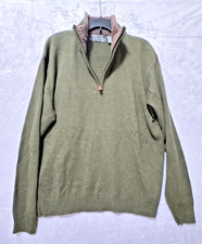 Oscar De La Renta Mens 1/4 Zip Pullover Mock neck Sweater Size XL- Army Green