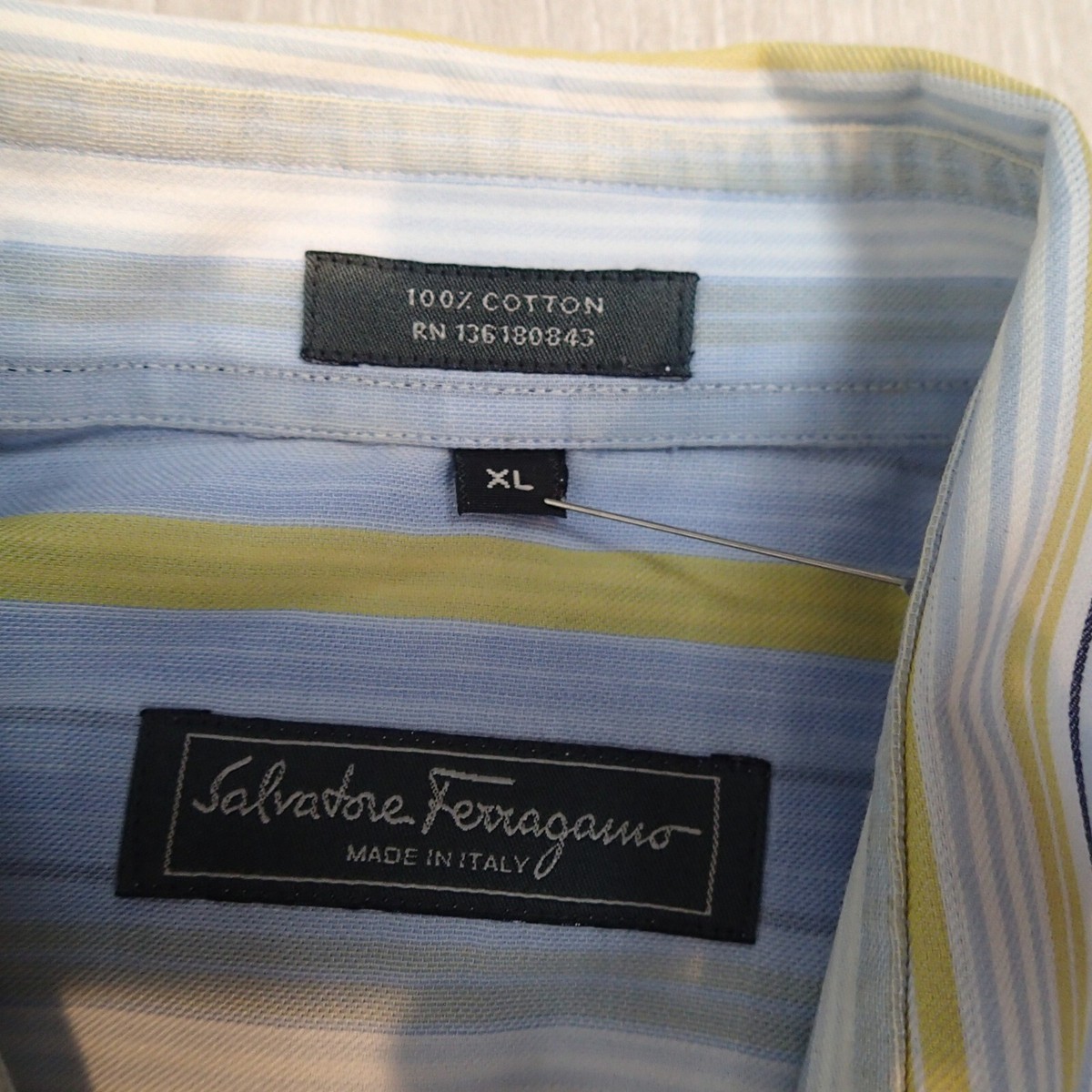Salvatore Ferragamo Button Up Shirt Mens XL Striped Cotton