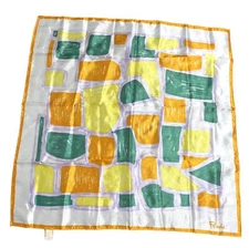 Vintage Paoli Square Scarf  22 X 22 Inches Colorful  Orange Green Yellow Purple