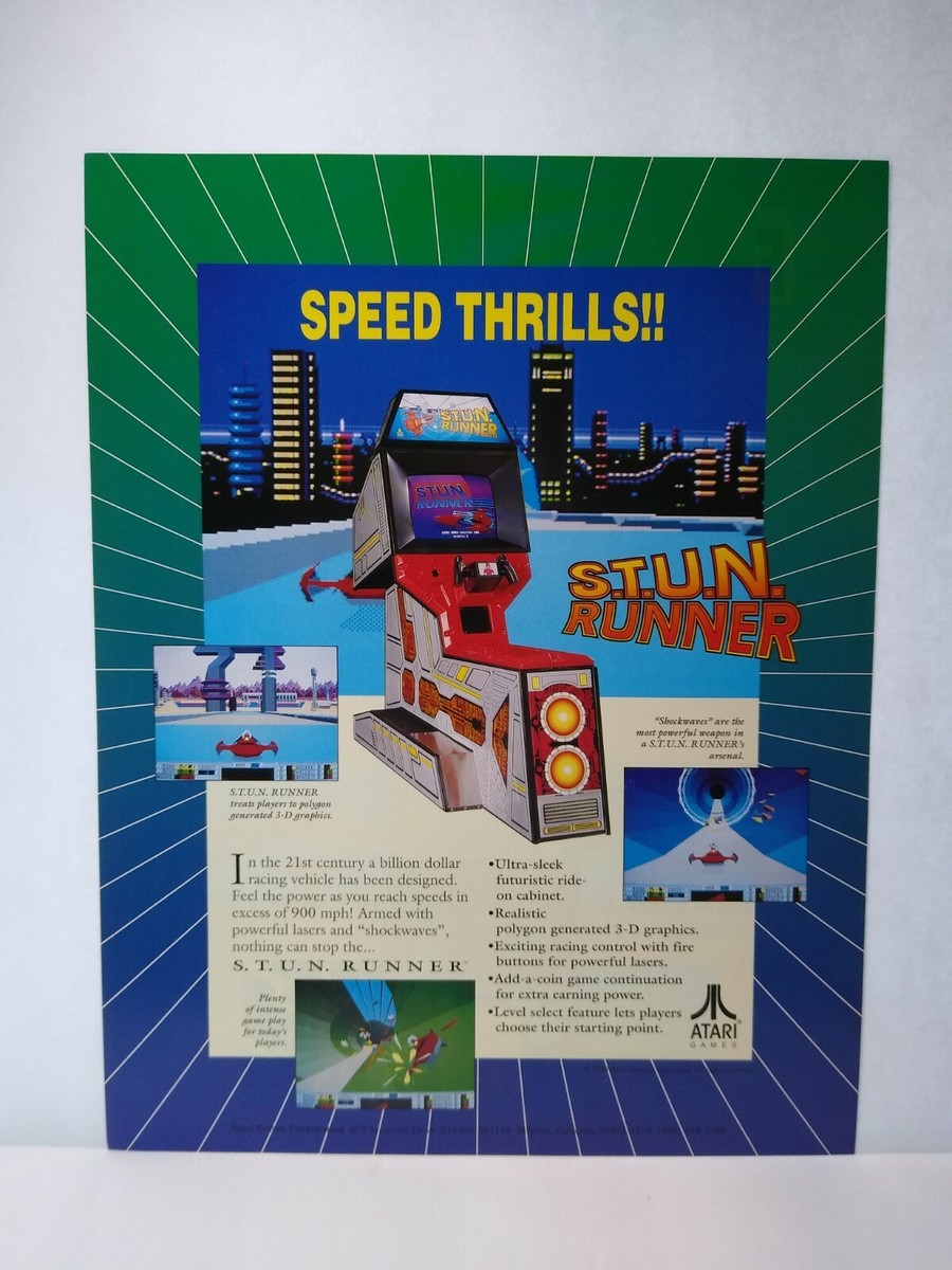 Stun Runner Arcade Flyer Original 1989 Video Game Art 8.5