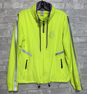 NWOT Love & Sports Neon Yellow or Lime Windbreaker Jacket With Hood Size XS 0-2