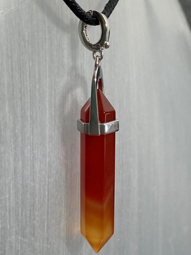 Anhänger Carneol Karneol Stift, 5,4cm, rhodiniert, Vario-Clip, Edelstein, Silber - Bild 5 von 7