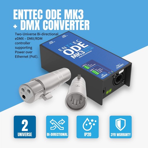 Enttec POE ODE Mk3 70407 DMX / RDM Interface with 5P Male to 3P Female Adapter - Picture 5 of 9