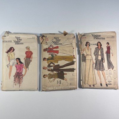 Lot Of 3 Vintage Vogue Sewing Patterns Size 14 & 16 - 1980s