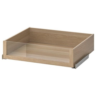 IKEA KOMPLEMENT Schublade mit Glasfront 67,8x56,9x16 cm weiß gebeizt Eiche Nachbildung