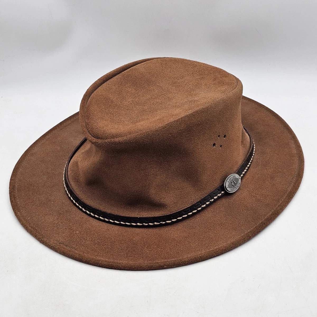 Kakadu Traders Australia Kangaroo Leather Outback Hat Brown Western Cowgirl S Nullarbor Leather Hat by Kakadu Australia - Ash  main image 4