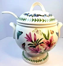 Portmeirion Botanic Garden Large Footed Soup Tureen w/ Ladle – 4–5 Qt, England