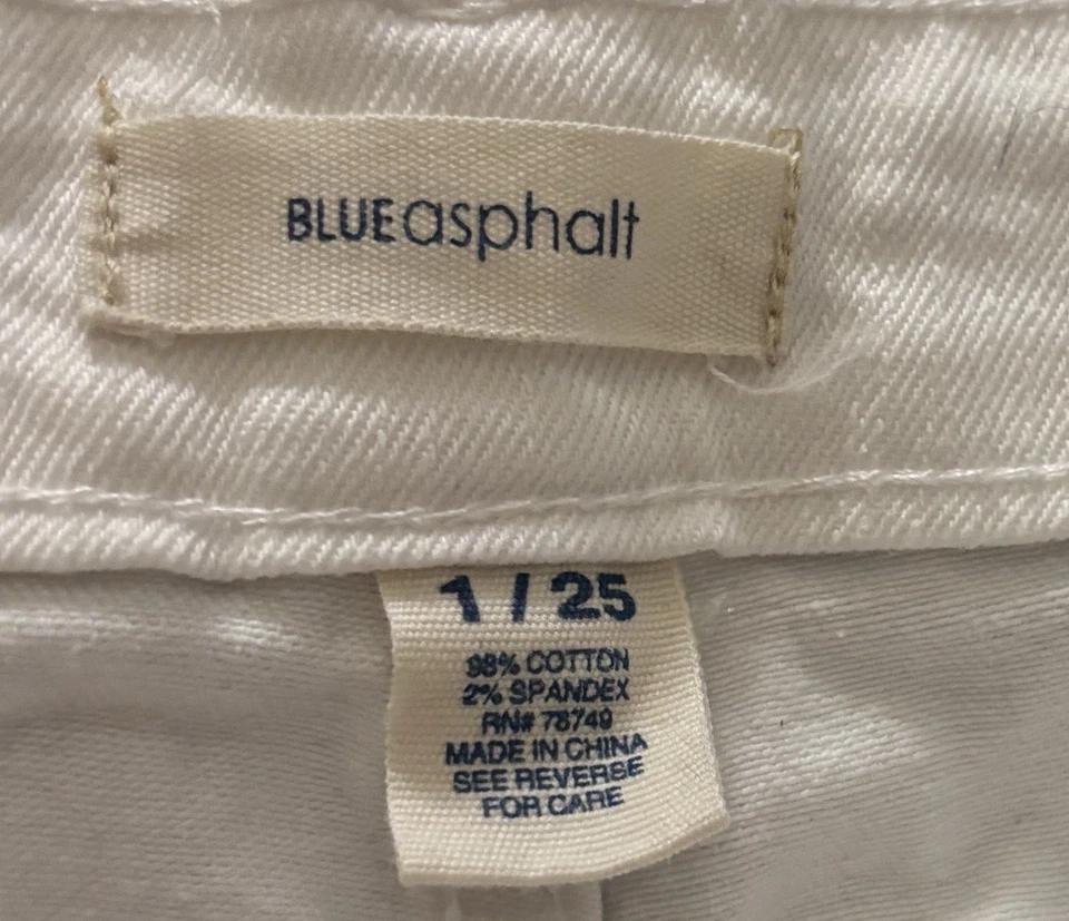 Pantalones Cortos de Jean Azul Asfalto Para Mujer 1/25 Blanco Sello Húmedo Corte Deshilachado Festival Y2K Foto 2 de 3