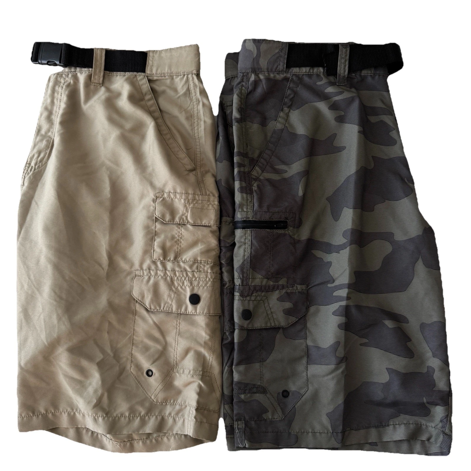 Denali Cargo Shorts Mens 34 Lot of 2: Belted Quick Dry Lightweight Camo & Khaki