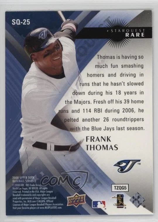 2008 Upper Deck Starquest Rare Frank Thomas #SQ-25 HOF - Image 2 of 2