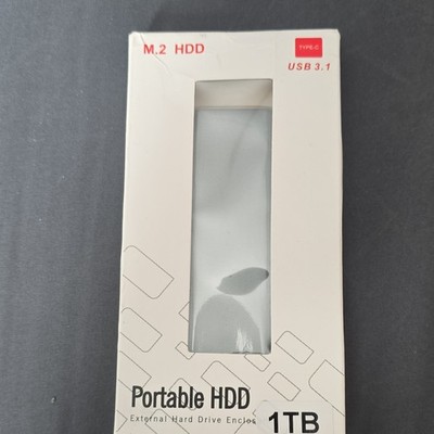 M.2 External Hard Drive Enclosure USB 3.1 Type-C Silver Easy Installation