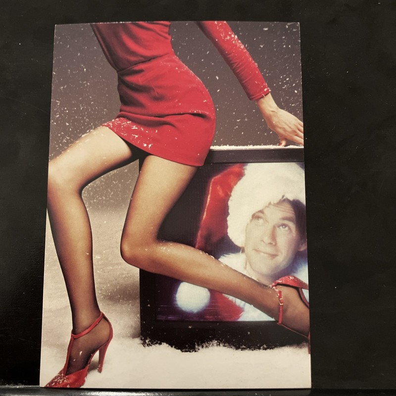 Express World Brand Holiday Fashion Santa Hat Female Model postcard Xmas N July