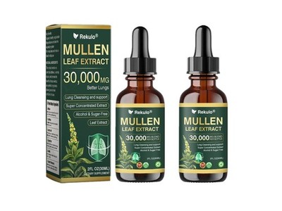 2X Mullein Leaf Extract Drops For Lungs Health - 30000mg Lung Cleansing 30 SEC