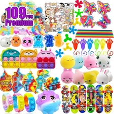 109 Pcs Premium Mini Pop Fidget Toys Assortment Party Favors Kids Birthday Rewar