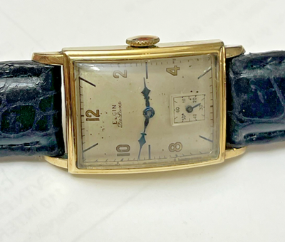 Vintage 1940s Elgin Deluxe 558 10k Gold Filled Men display picture 2