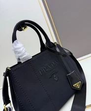 Prada Milano Women’s Tote Bag – Black Canvas Luxury Shoulder Purse with Strap!