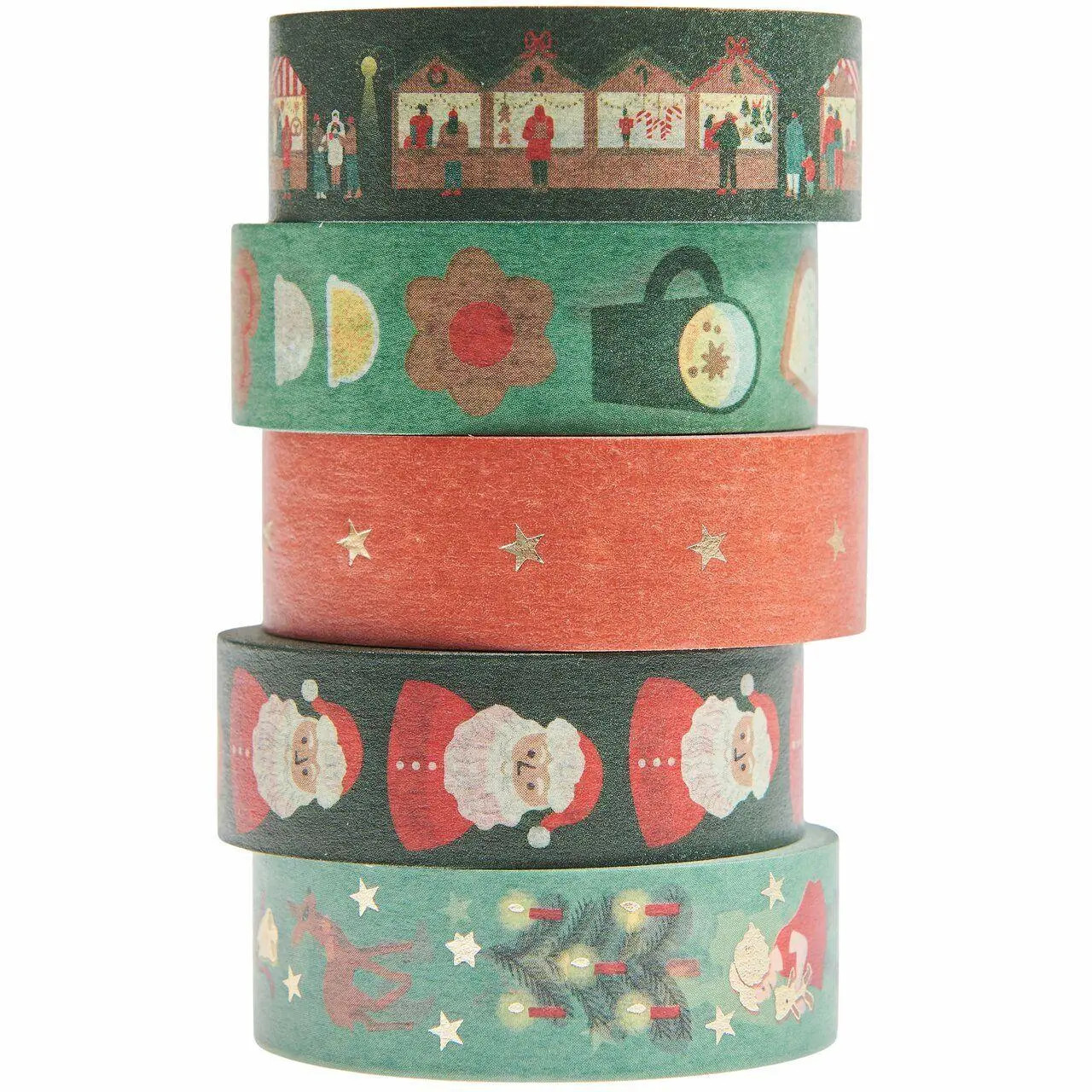 Rico Design Mehrfarbig Washi Tape, Tape Set Weihnachtsmarkt, Classic Fsc Mix, 5 Stk - Image 3