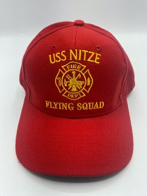 The Corps USS Nitze DDG 94 Flying Squad Logo Red Baseball Cap Hat One Size