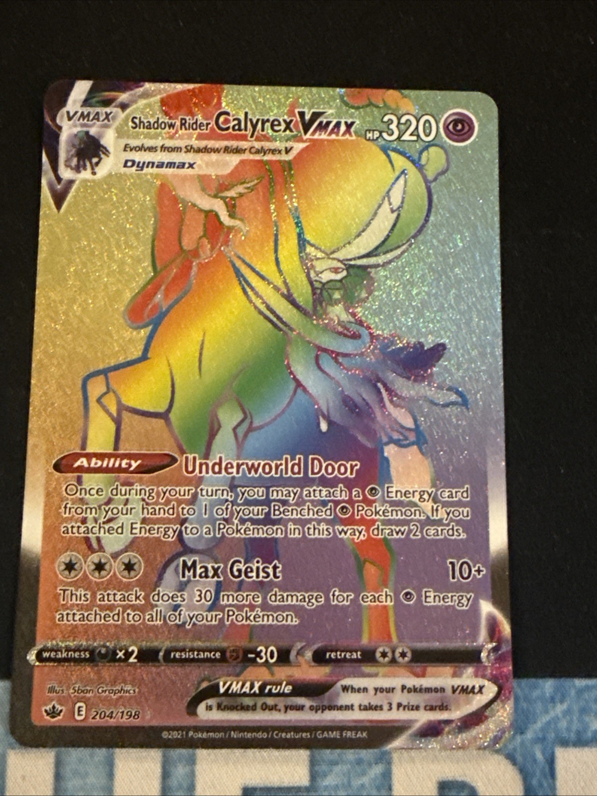 Shadow Rider Calyrex VMAX 204/198 Rainbow Secret Rare Chilling Reign Pokemon NM