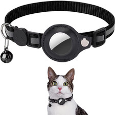 Cat Airtag Holder Collar Reflective Strips Adjustable Kitten Collar Waterproof
