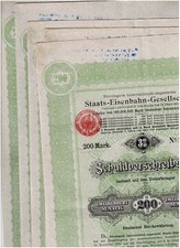 Zestaw 5 priv. wschodnio-węgierska kolej państwowa-Ges., Wiedeń 1895, SV 200 marek, VF-