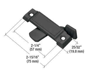 Black Sliding Window Lock with 2-1/4" Screw Holes and 5/8" Latch Projection - Picture 5 of 5