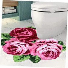 Rose Shaped Rug Bathroom Area Rug Soft Shaggy Microfiber Rose 31" x 24" Pink