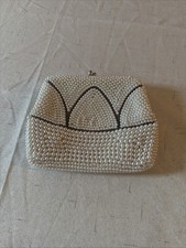 Rare VTG 1950 Pearl Bag Purse Made In Japan Excellent New Condition Silver Chain